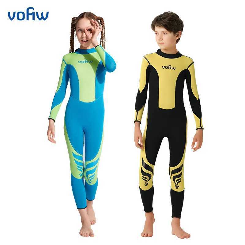Childrens 3mm Neoprene Wetsuits Boys Girls One-piece Thermal Swimsuits Back Zipper Cold-proof Surfing Swimming Snorkeling Suit Z250214