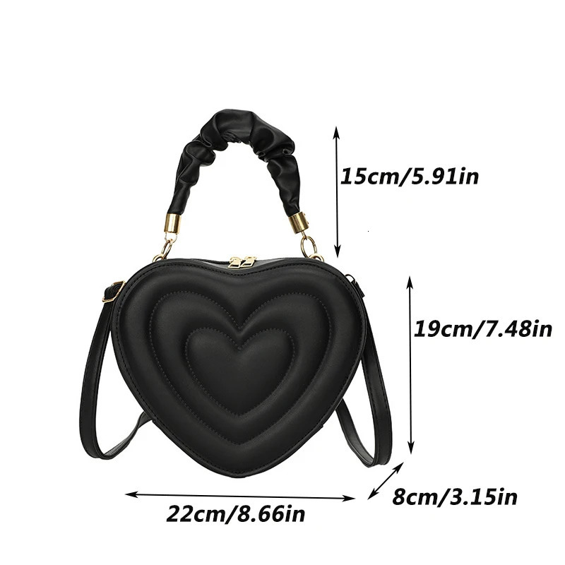 Quilted Handle Women PU Leather Shoulder Bag Fashion Heart Solid Color Crossbody Bag 250207