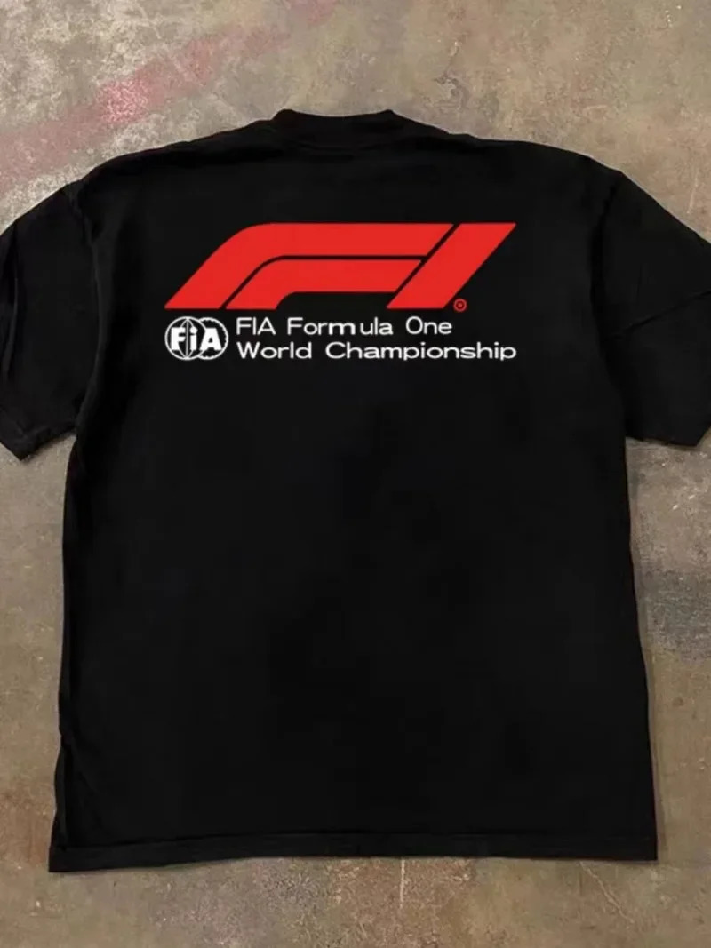 racing printed mens T-shirt cotton casual O-neck short sleeved womens streetwear oversized high-quality sports car top 250213