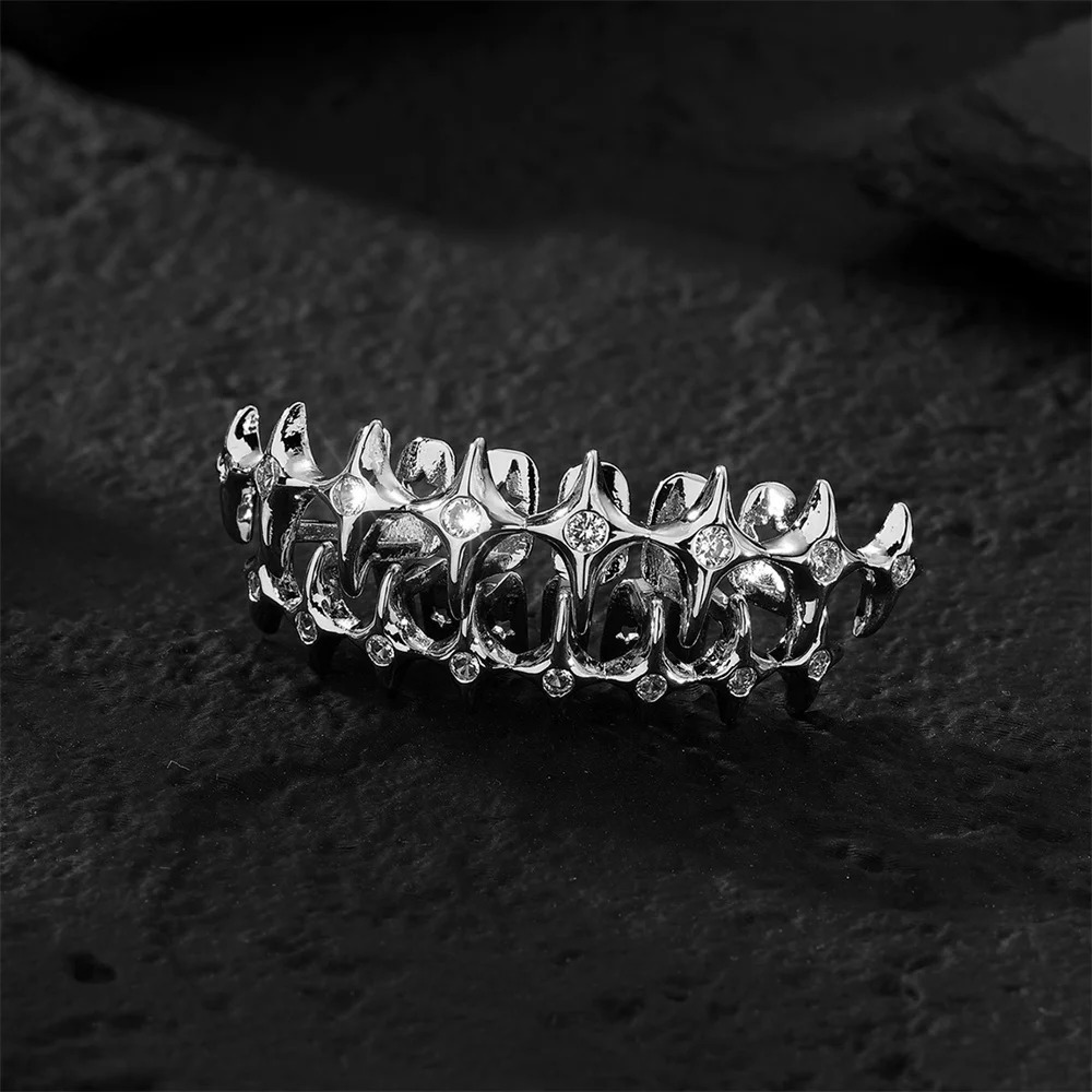 Hip Hop CZ Teeth Caps Cubic Zircon Iced Out Micro Pave Top Bottom Charm Grills For Men Women Jewelry Xmas Gift 250118
