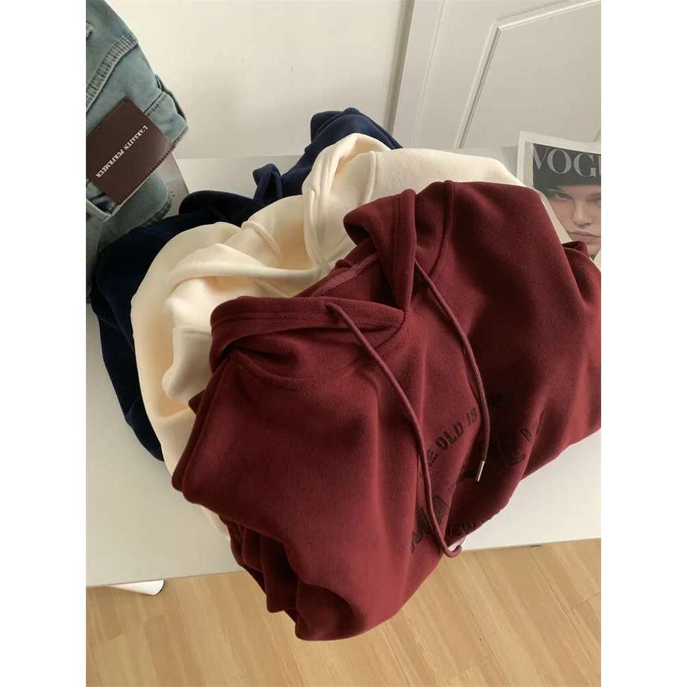Thick Hooded Sweatshirt Jacket For Women, Loose Winter Fleece Warm Pullover Top