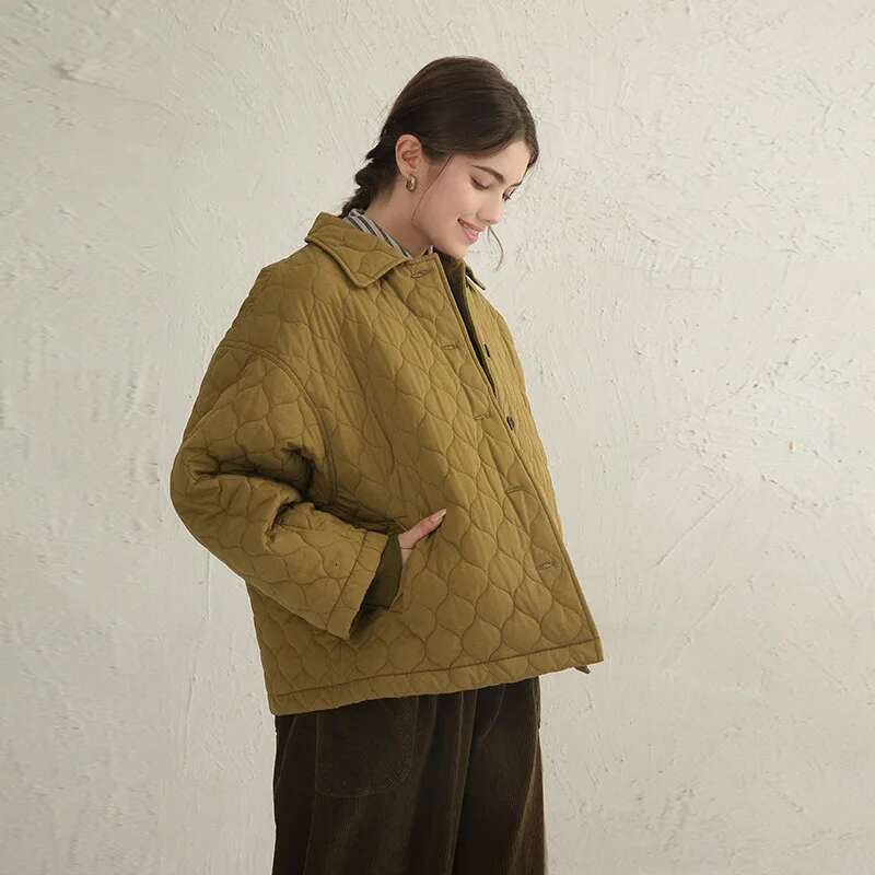 100% Cotton Quilted Coat Long Sleeved Autumn Outdoor Overcoat Vintage Winter Jackets For Women 2023 Manteaux Femme