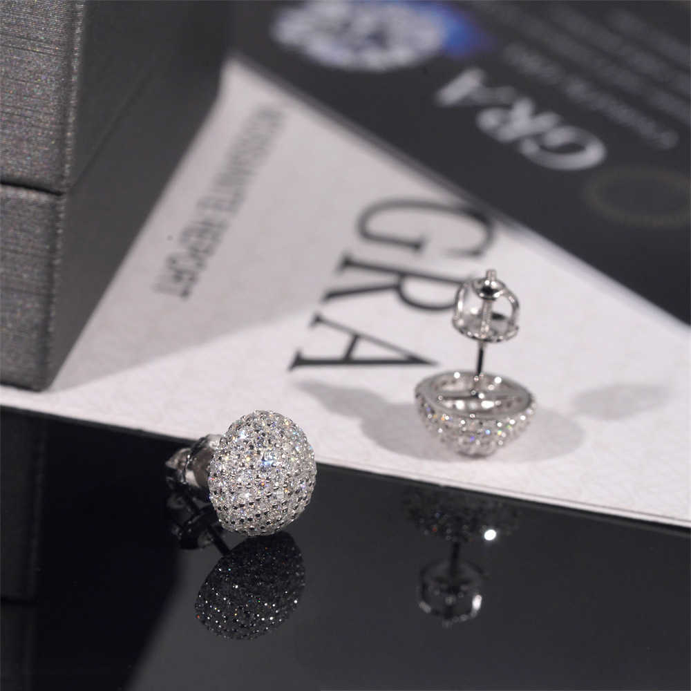 Diamond Hair New 2025 New Mens and Womens 925 Pure Silver Fashion Earrings Moissanite Hip Hop Ball Earrings