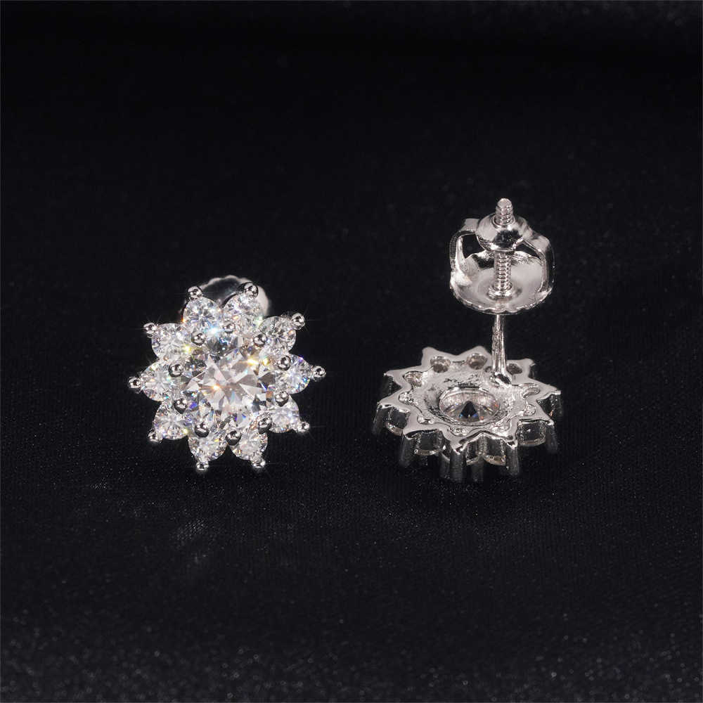 Sun flower new design fashionable earrings 925 silver vv vs moissanite two tone light luxury jewelry hot selling trendy item