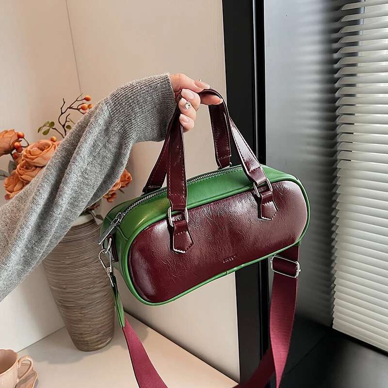 Patchwork Women Top-Handle Bags Soft PU Leather Commute Shoulder Crossbody Bag 2024 Winter Latest Trendy Fashion Handbags