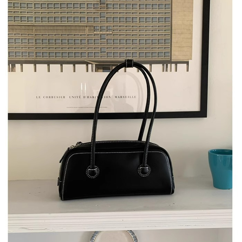 Korean Baguette Shoulder Bag - Large Capacity, Pure Color, hot PU Leather, Underarm Style, Small Square