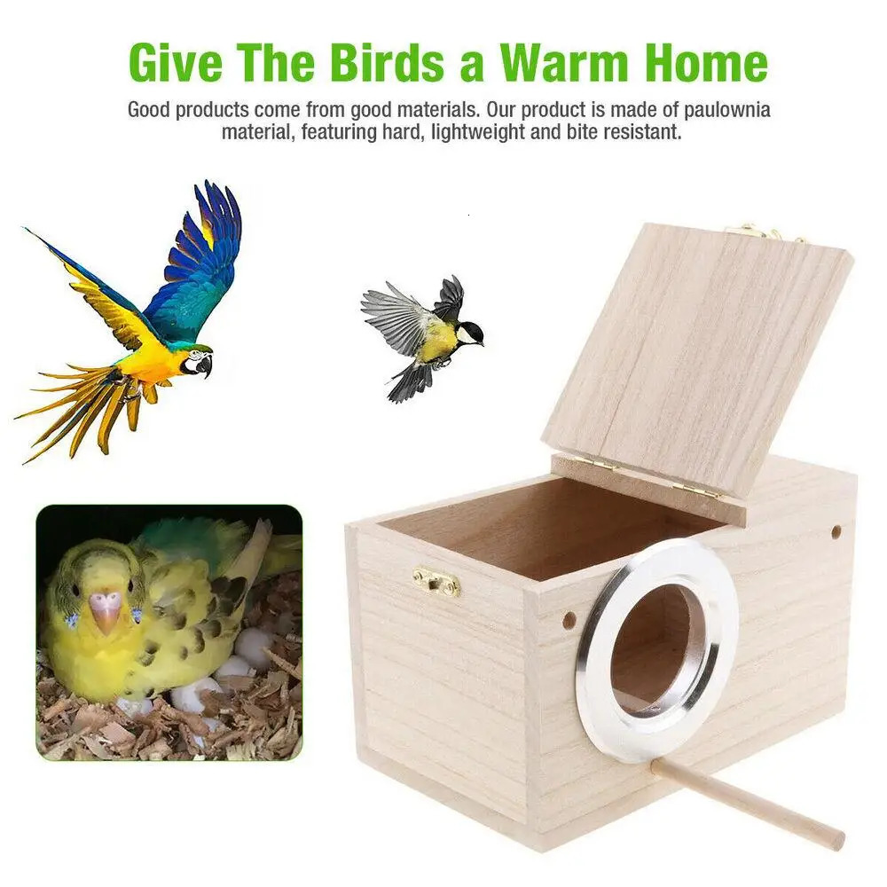 Wooden Budgie Security Bird Breeding Box Nesting House Bird supplies Cage Nest 250206