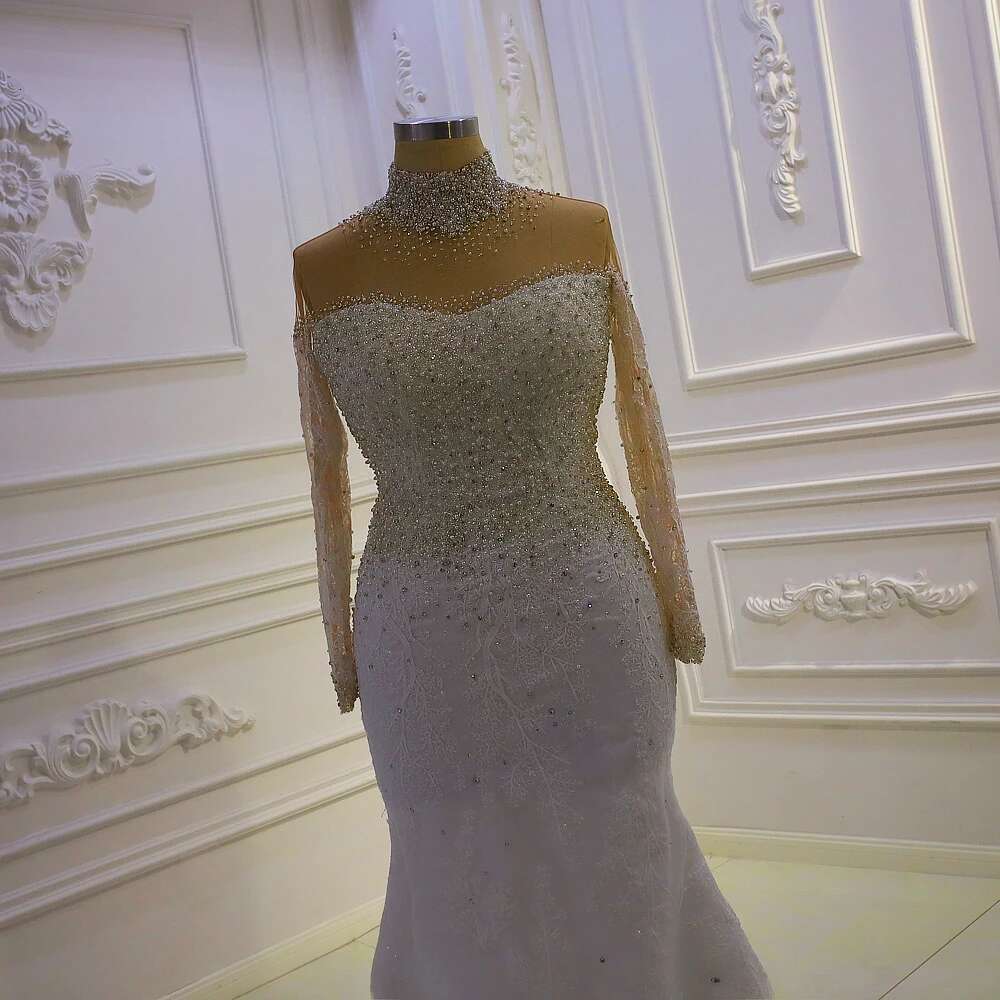 Custom High Neck Beading With Detachable Mermaid Wedding Dress