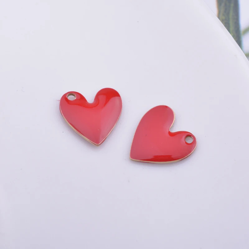 30pcs 10mm Copper Both Faced Heart Charms Enamel Small Hearts For Earring Necklace Enamel Pendant 250214