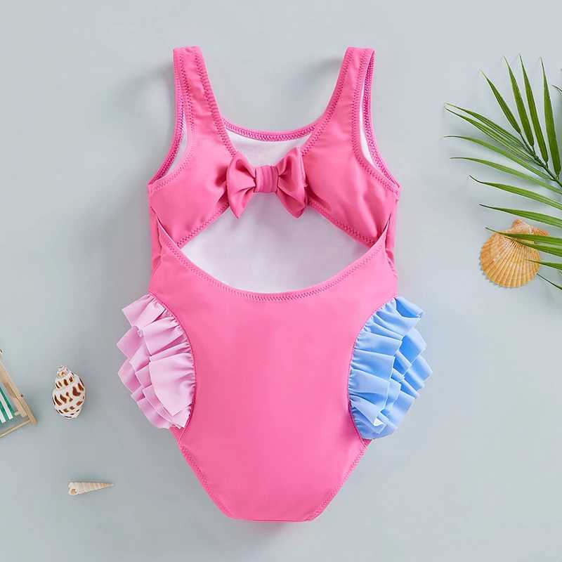 New Fashion Toddler Girls Summer Jumpsuit Bikini Flamingo Little Fish Print Sleeveless Ruffle Swimsuit 18 Months-6 Years Z250214