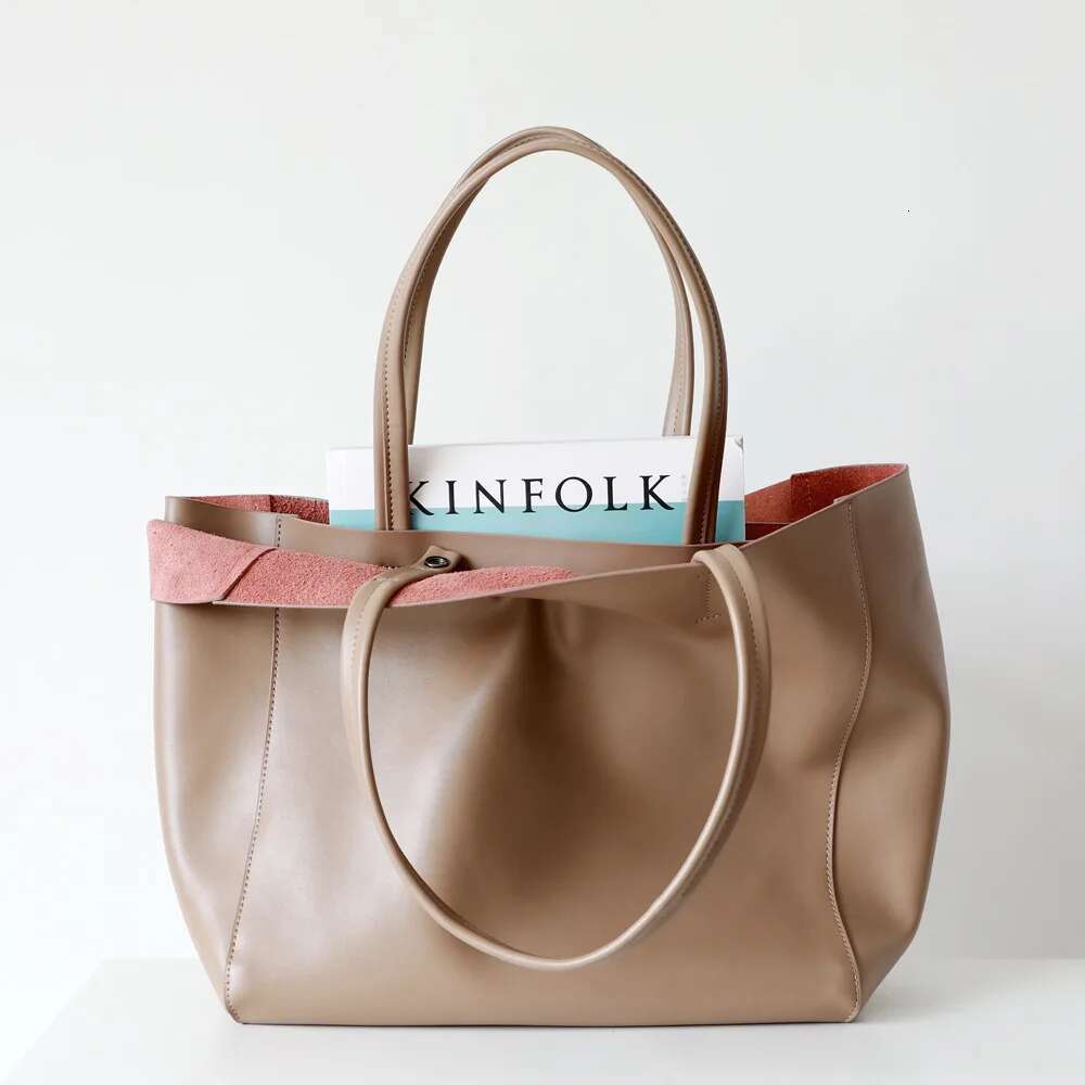 Customized Letter Genuine Leather Tote Large-Capacity Practical Versatile New Commuter Shopping Cowhide Large Bag