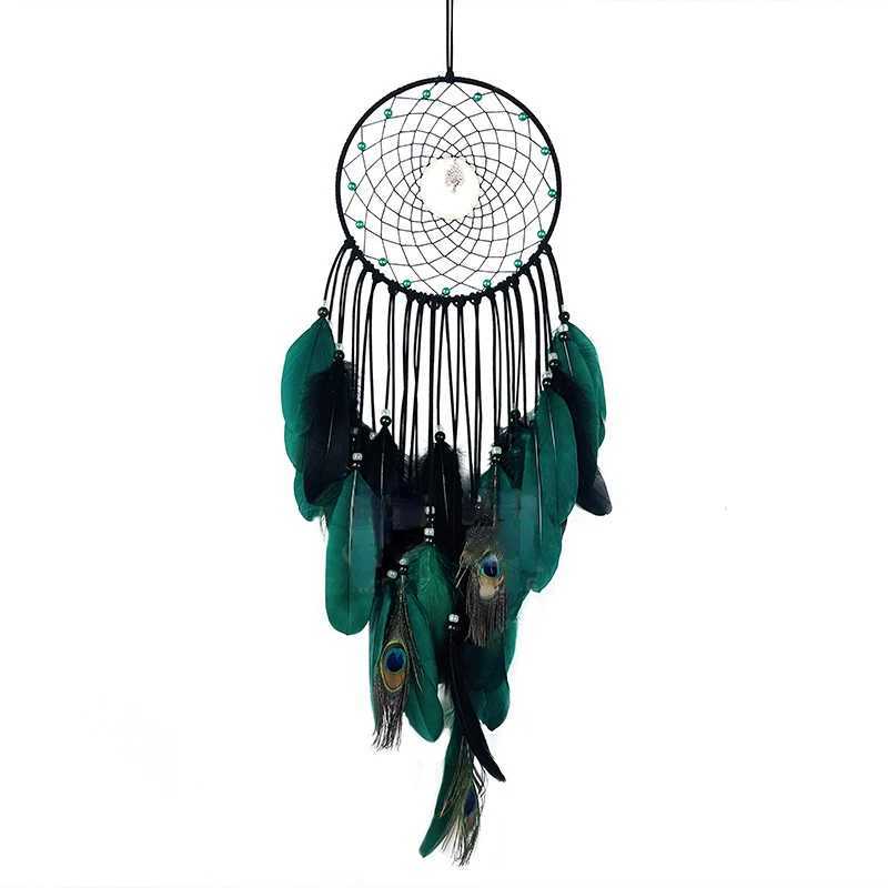 Peacock Feathers Luminous Beads High-grade Wall Pendant New Creative Dream Catcher Bedroom Living Room Decoration Wind Chimes W250214