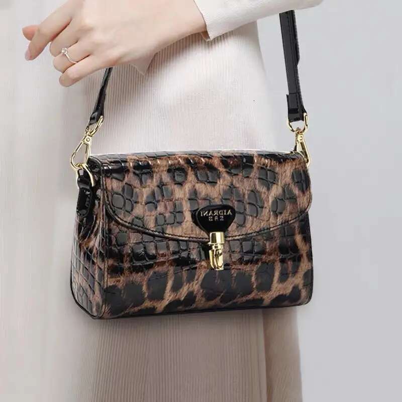 New Genuine Handbags Ladies Handbags Fashion Tote Leather Shoulder Bag Women Bags Designer Leopard