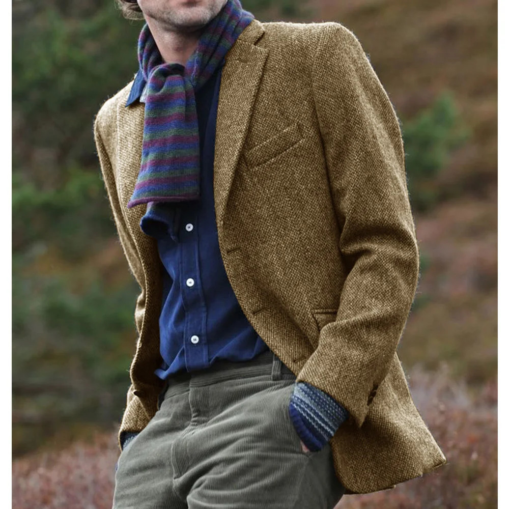 Mens Clothing Mens Coat Herringbone Jacket Slim Single Breasted Casual Comfortable Work Wear Mens Autumn Jackets Man 250211