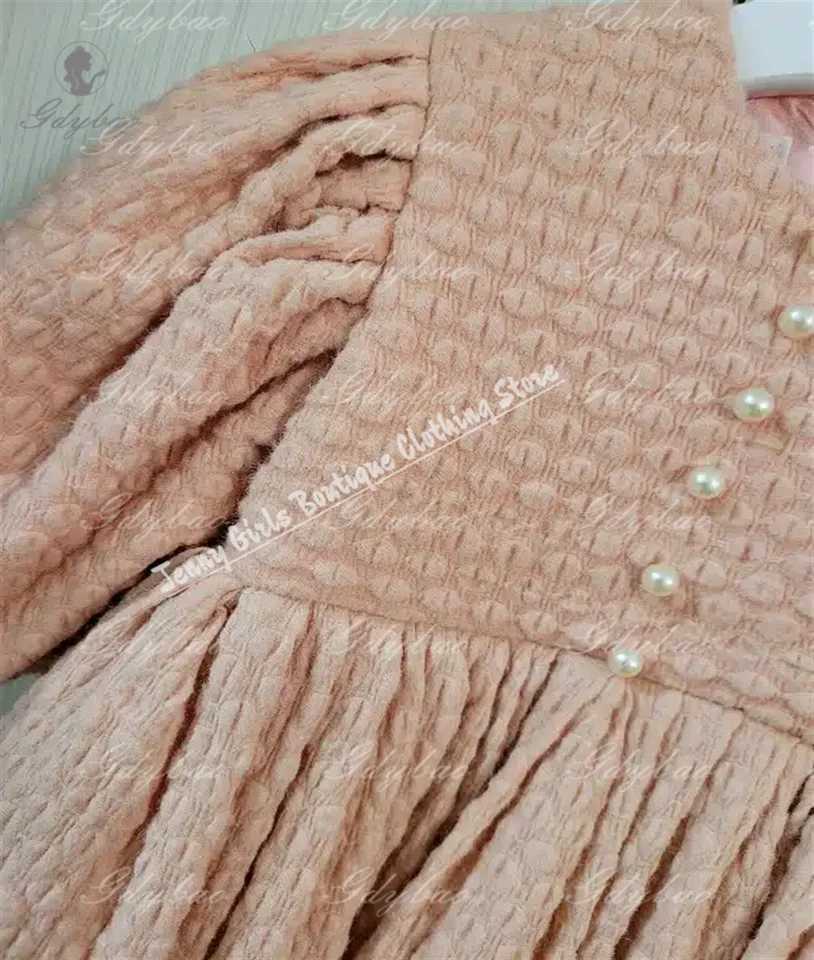 Custom Light Pink Puff Sleeve Elegant Dress For Girls High Waist Fit Beau Pageant First Princess Communion Dress Z250214