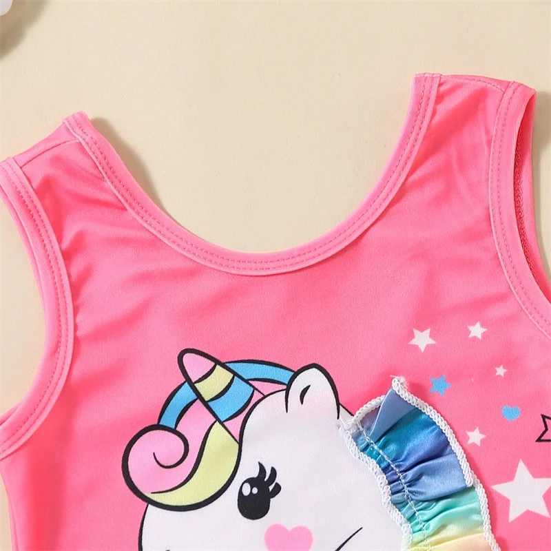 Yiiciovy Toddler Baby Girls Summer Swimsuit Cute Print Sleeveless Scoop Neck Kids Girls Bathing Suit Swimwear Z250214