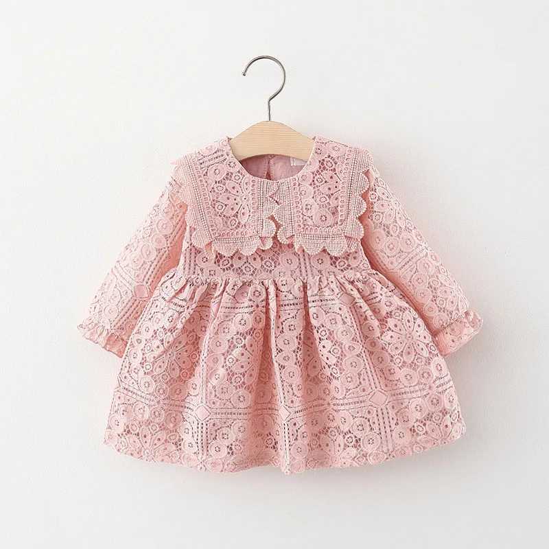 Spring Autumn Toddler Girl Clothes Korean Fashion Doll Collar Long Sleeve Lace Baby 1st Birthday Dresses Princess Dress BC050 Z250214