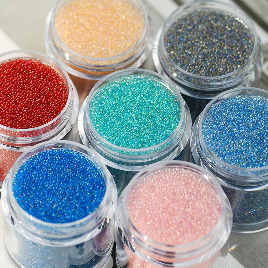 8 Colors Caviar Beads Crystal Tiny Rhinestones Reflective Laser Nail Art Decorations AB Color Glass Decorations Nail 250214