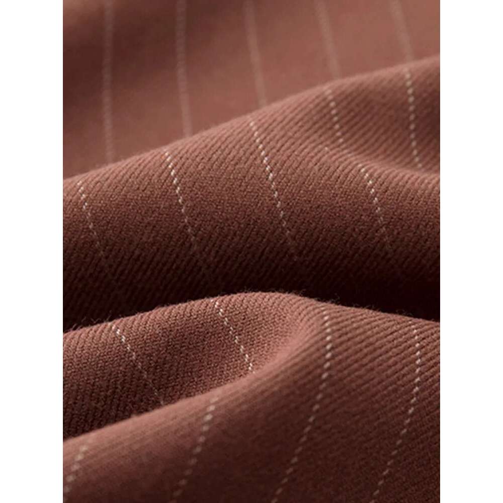 Women's Striped Wide Leg Suit Fall Double Pleated Trousers Smooth Drape Loose Pant