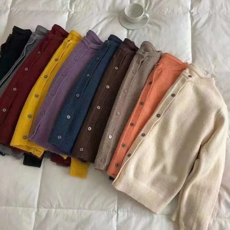 Women's Gray Button Down Lightweight Knit Cardigans Cashmere Sweaters Black Fall Long Sleeve Ladies Tops