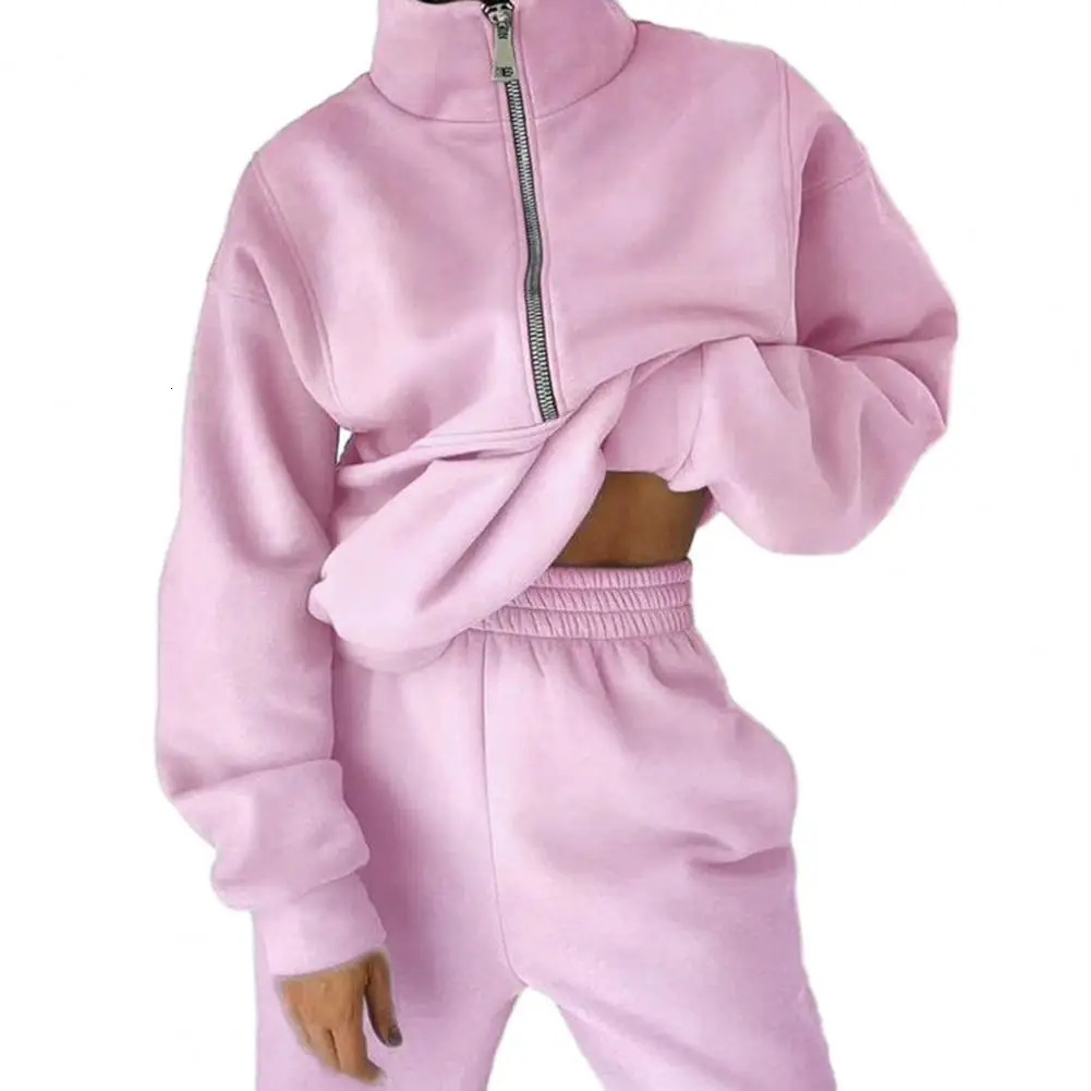 Loose Tracksuit Comfortable Womens Two Piece Set for Autumn Winter Sports Casual Wear Solid Color Tracksuit for Female Sports 250210