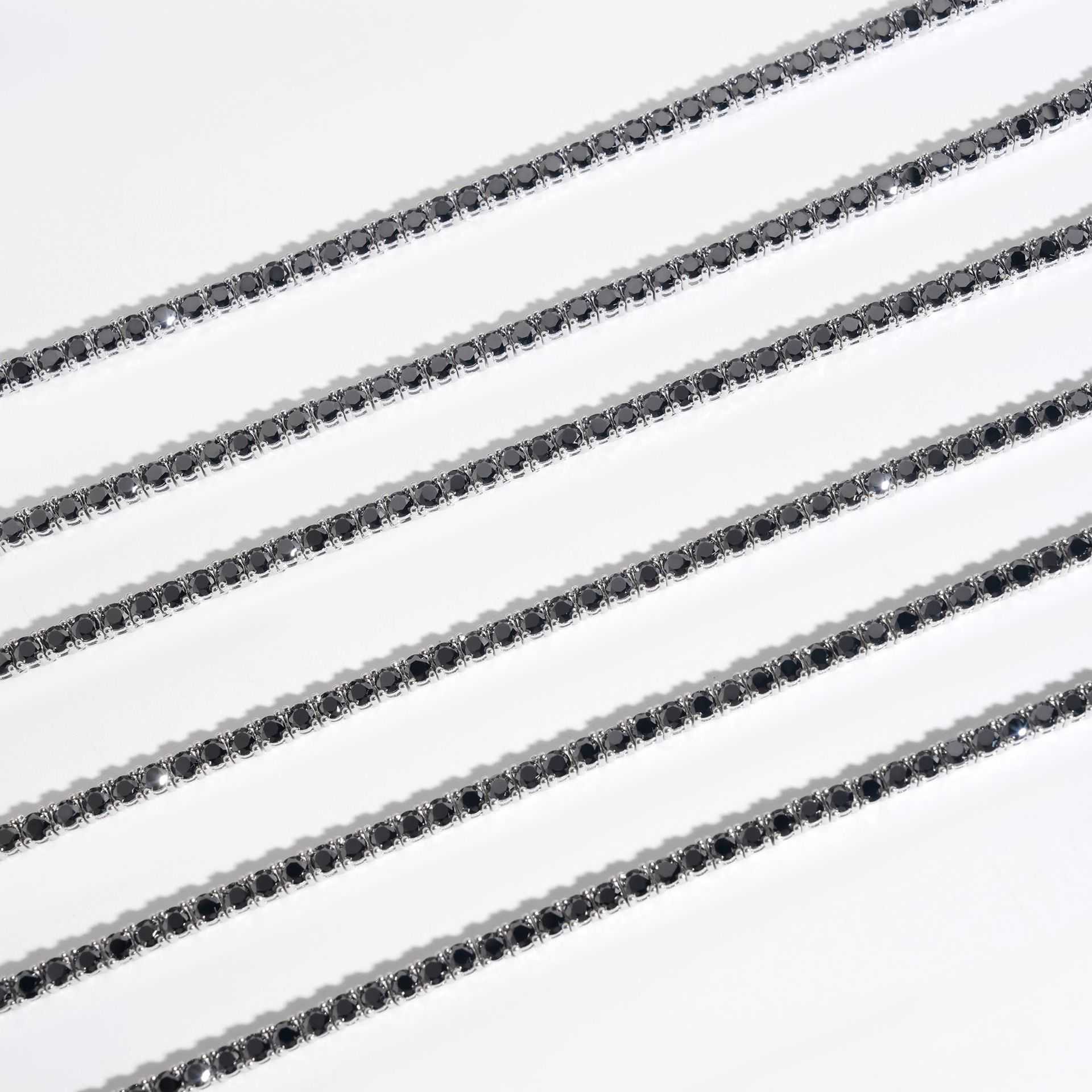 3mm 925 silver inlaid black moissanite single row tennis necklace hip-hop accessories can be tested with diamond pens