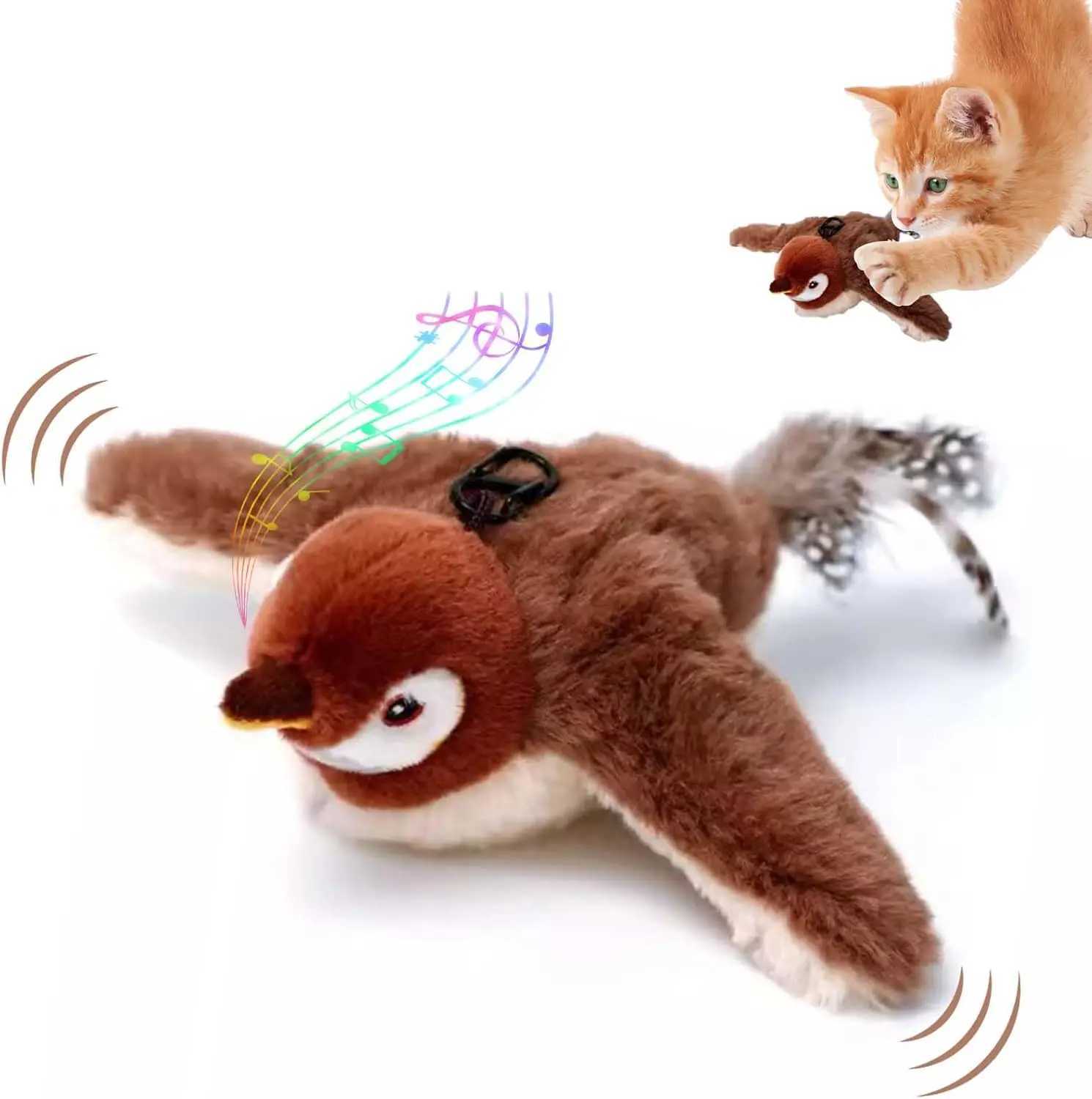 2025 New Rechargeable Interactive Flapping Chirping Toy Bird Caip Toys Cat gamesT250214