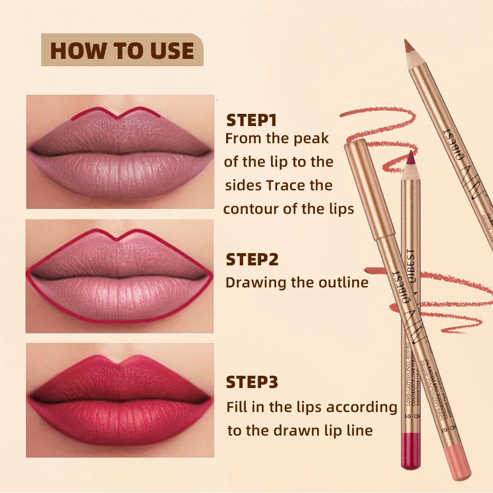 12 Pcs Lip Liner Contour Matte Lipstick Pencil Set Waterproof Velvet Nude Lipstick Pencil Sexy Red Brown Pigments Non-stick Cup 250214