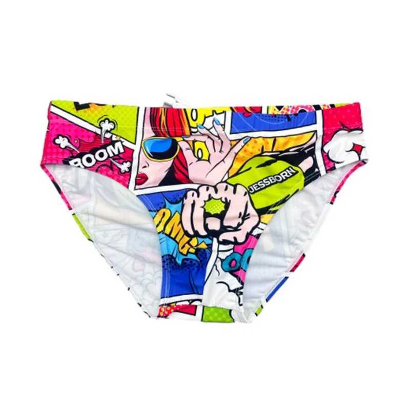 Summer Cartoon Comics Print swimwear Beach Sexy Low Wait Swimming Briefs Surf Beach Boxer shorts Jammer Surfing Trunks Swimsuit W250214