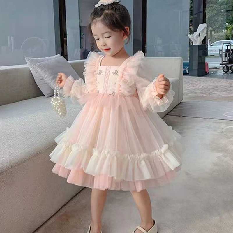 New Princess Dress Girls Dress Spring Autumn Kids Clothes Birthday Dress Par Long-sleeved for Children Cake skirt Flower 2-8Y Z250214