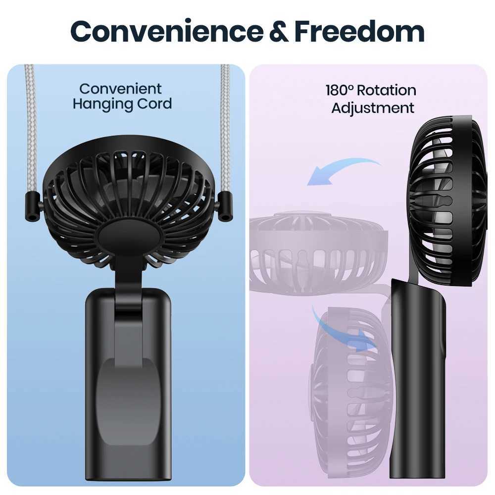 TOPK Portable Handheld Fan 5000mAh USB Rechargeable Foldable Fan 3 in 1 Personal Travel Fan with Digital Display Desk Fan Z250214
