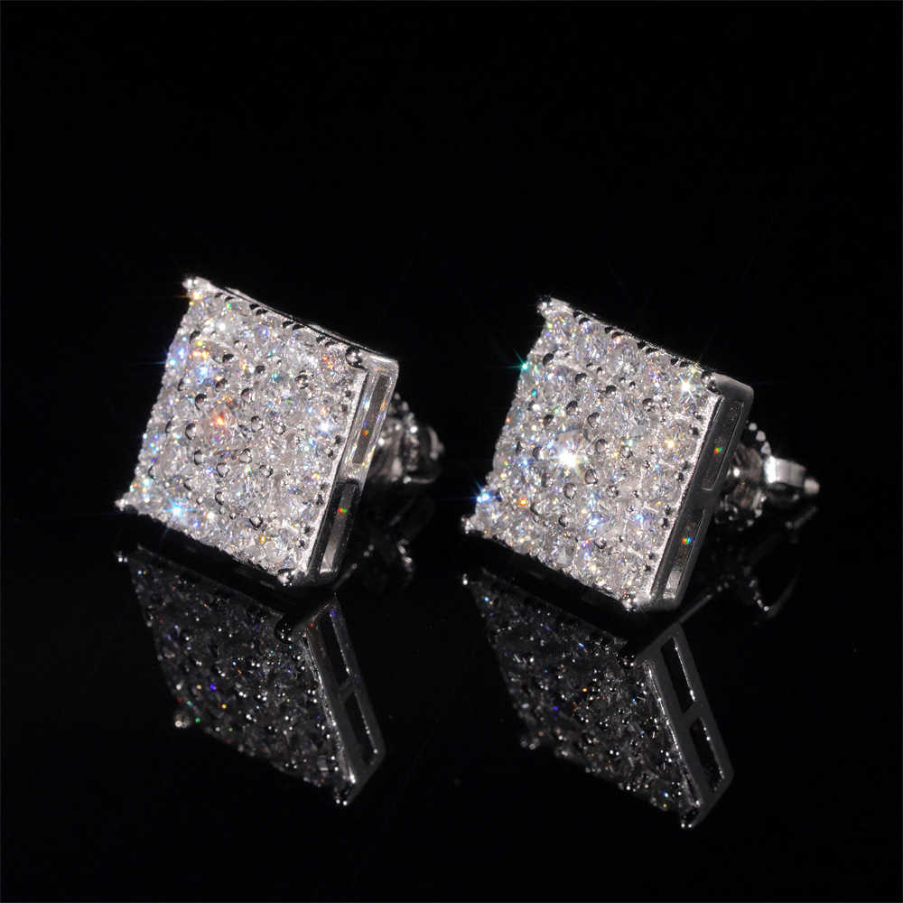 New best-selling 925 silver vvs vs moissanite hip-hop earrings mens and womens trendy jewelry passes GRA test