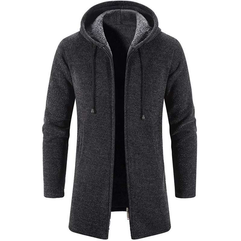 Men's Coat Autumn Winter New Hot Warm Zipper Medium Long Cardigan Sweaters Man Casual Knitwear Sweatercoat mens clothes