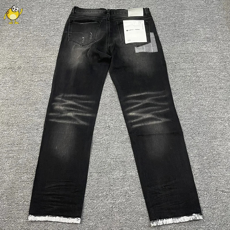 High Street Vintage Fashion Casual Jeans Pants Men Woman Washed Black Damaged Hole Old Hip Hop Trousers 250214
