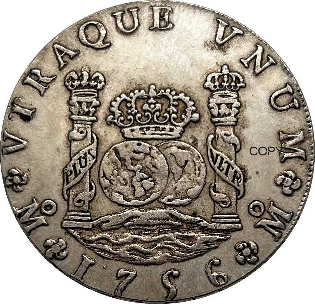 1756 8 MM Mexico Coin Reales - Fernando VI Cupronickel Plated Silver Collectibles Copy CoinsXJ250214
