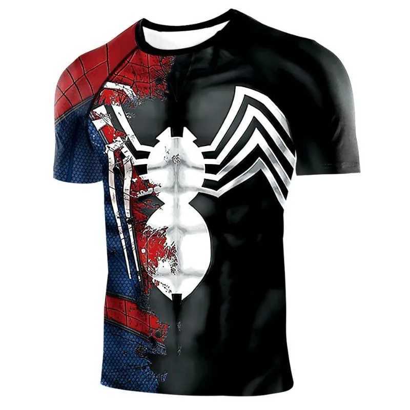 Compression Shirts for Men Short Sleeve Comics Spider Cosplay T-Shirt Superhero Top Elastic Fitness Sportwear Halloween Clothes W250214