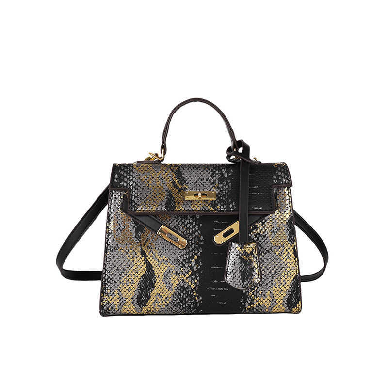 Designer Bag for women new trendy hot large capacity snake pattern high-end sense handbag fashionable single shoulder crossbody Kelly bag