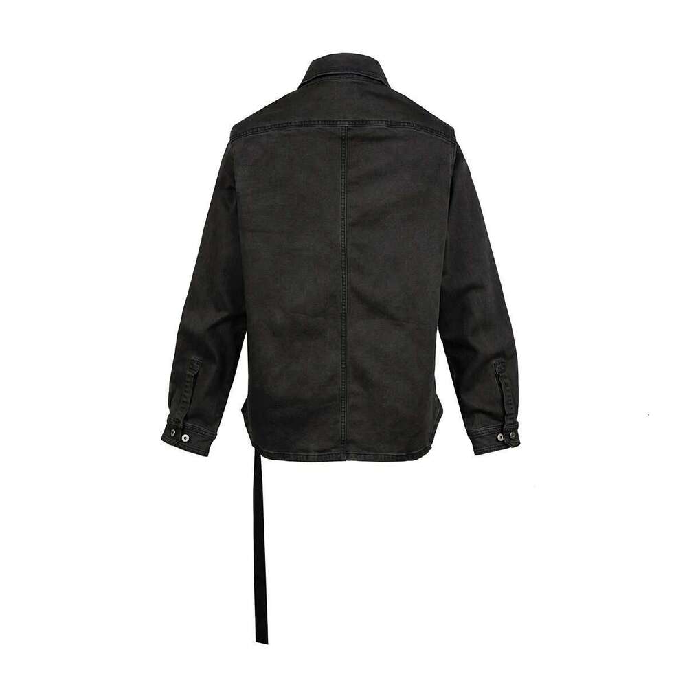 High Street Ribbons Dirty Washed Black Baggy Jeans Jacket For Men And Women Casual Denim Coat Oversized Clothes