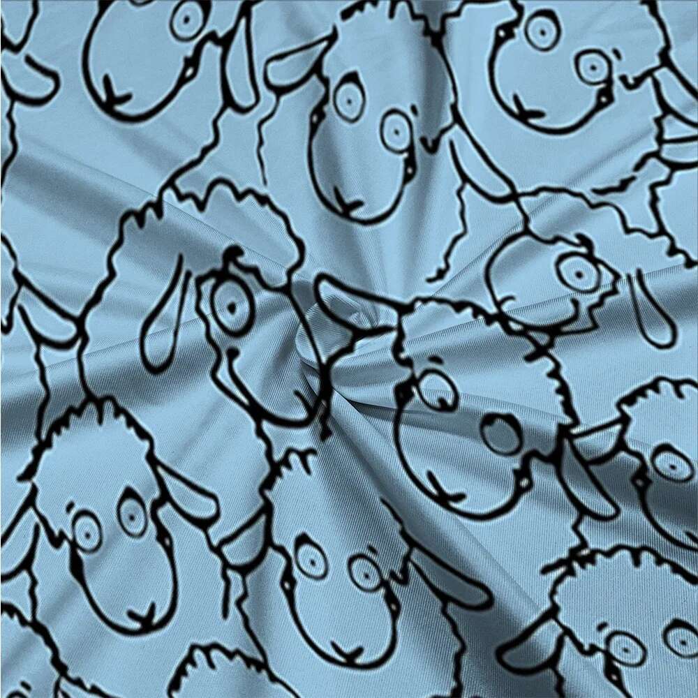 Animals Black Sheep Printed T-Shirts Fashion Brand Round Neck Mid-Sleeve Shirts Button Decoration Women Plus Size Clothing