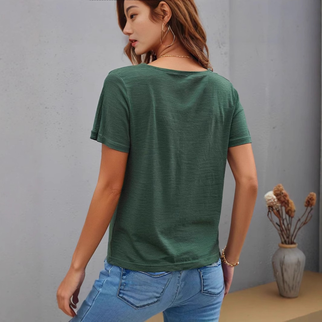 Designer Top Free Shipping Fashion Trend Versatile Women's Summer V-neck Short Sleeved T-shirt