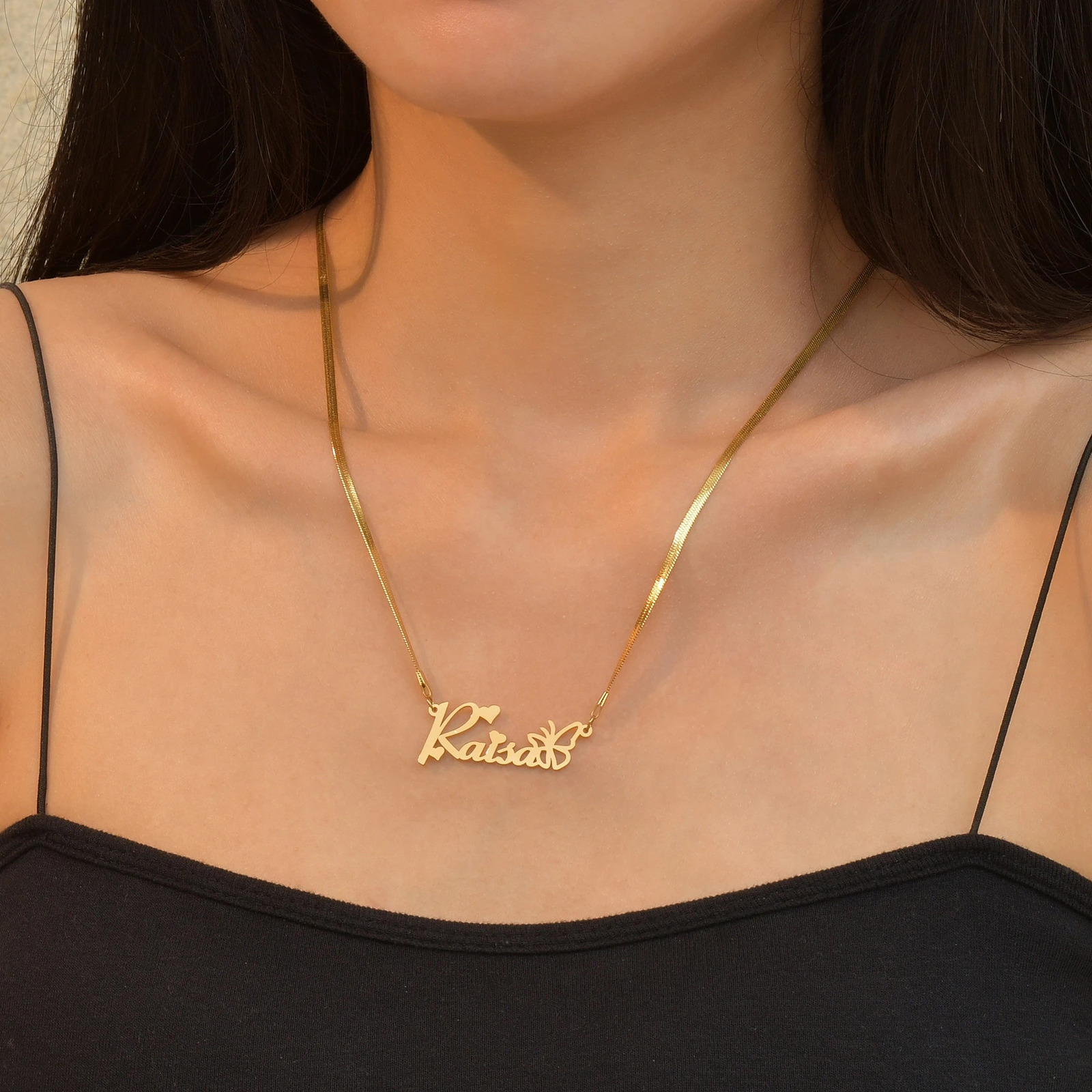 Atoz Personalized Custom Name Necklaces for Women Stainless Steel Wave Chain Collars Pendant Mother Kids Jewelry Gift 250210
