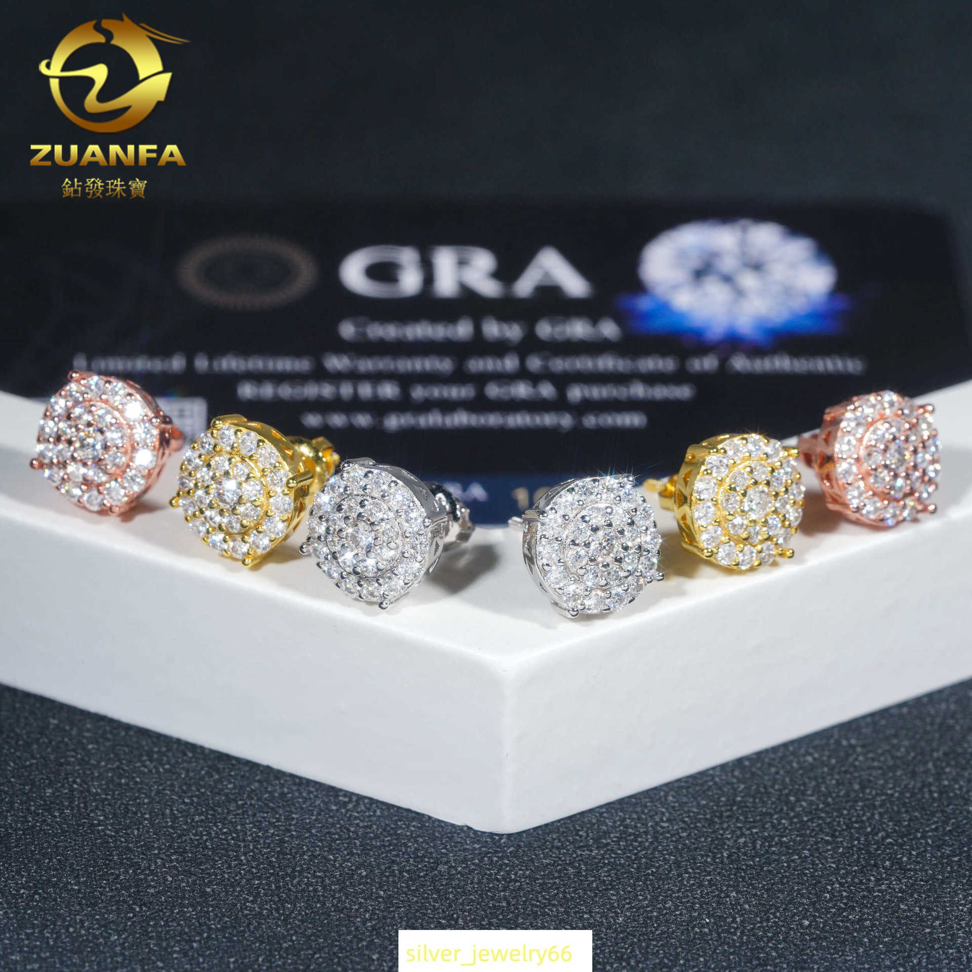 Diamond Hair 2025 New Mens and Womens Fashion Round Hip Hop Jewelry 925 Silver Earrings with Mosang Earrings