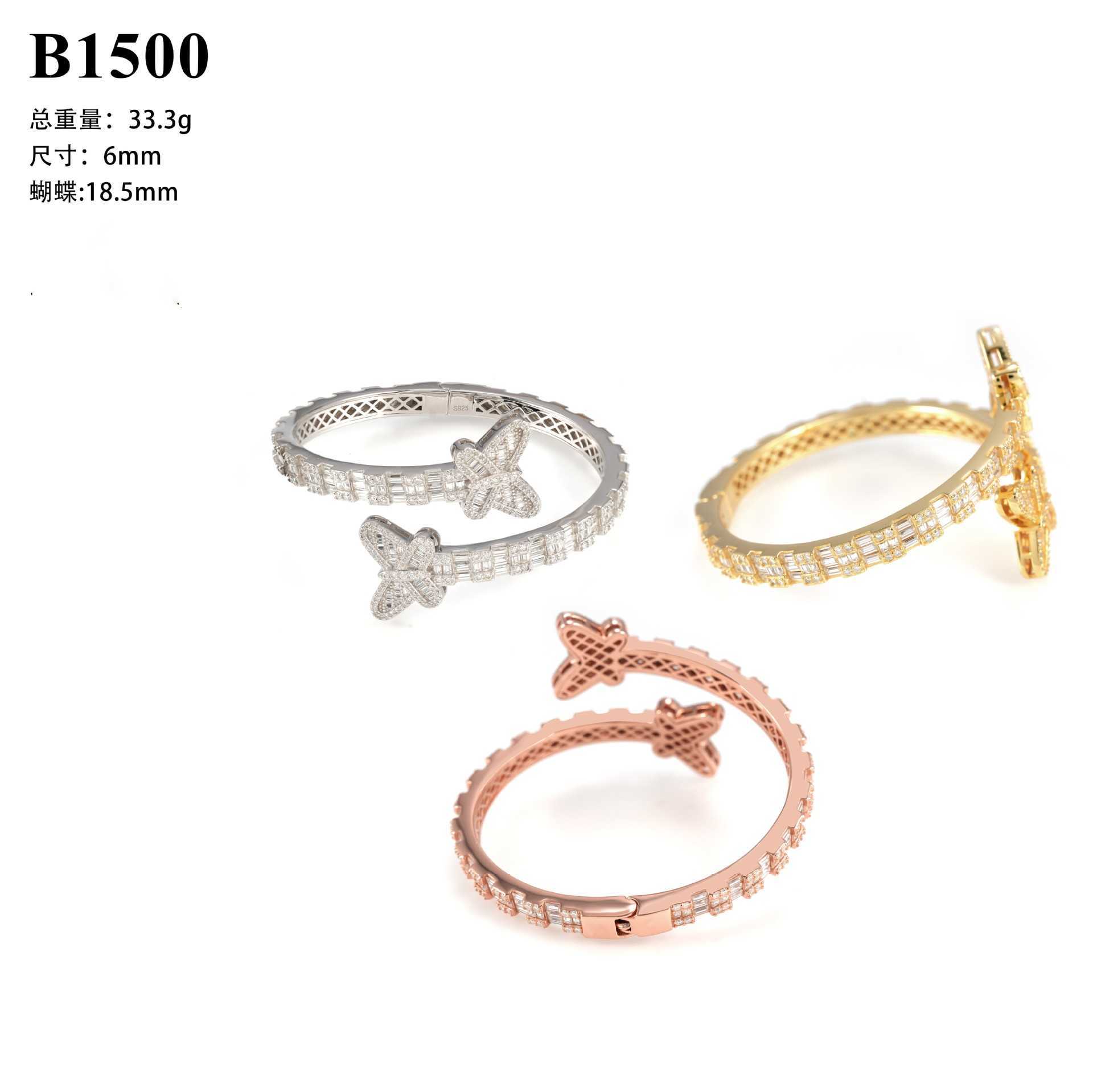 New S925 Silver Set D-Color Moissanite Butterfly Bracelet Hip Hop Fashion Trend High end Bracelet