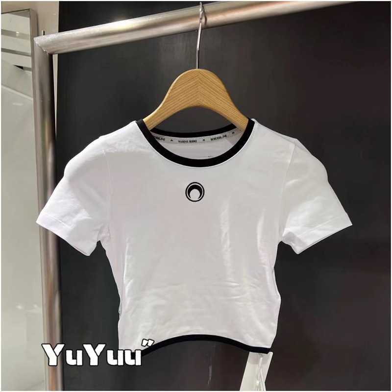 Women's T-Shirt Spicy Girl Short Top Marine EP2024 New Spring/Summer Round Neck Slim Embroidered Womens T-shirt Q250214