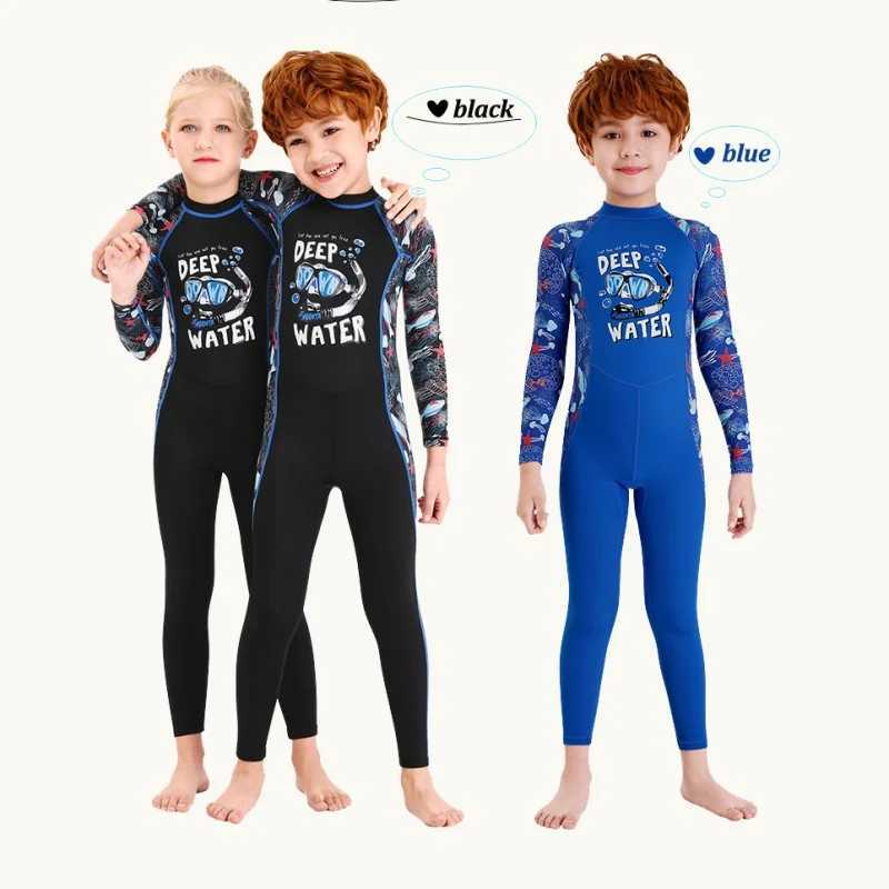 Kids Girls Boys Diving Suit Neoprenes Wetsuit Children For Keep Warm One-piece Long Sleeves UV Protection Z250214