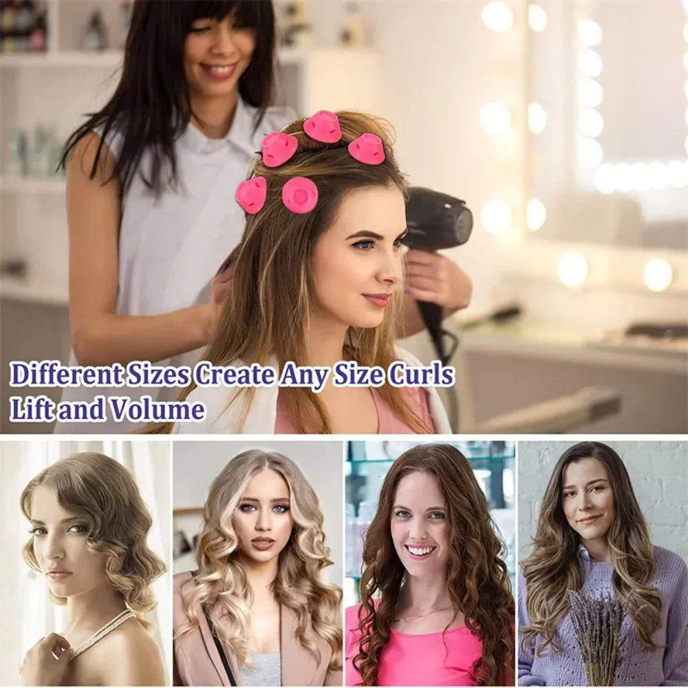 10Pcs/lot Heatless Hair Curlers No Heat Hair Rollers Soft Silicone Curls Sleeping Lazy Curling Rods Wave Formers Styling Tools 250214