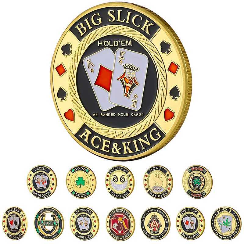 Poker Card Guard Protector Poker Cards Metal Souvenir Chips Set Casino Dealer Coin Poker Game Holdem Accessories Lucky ItemXJ250214
