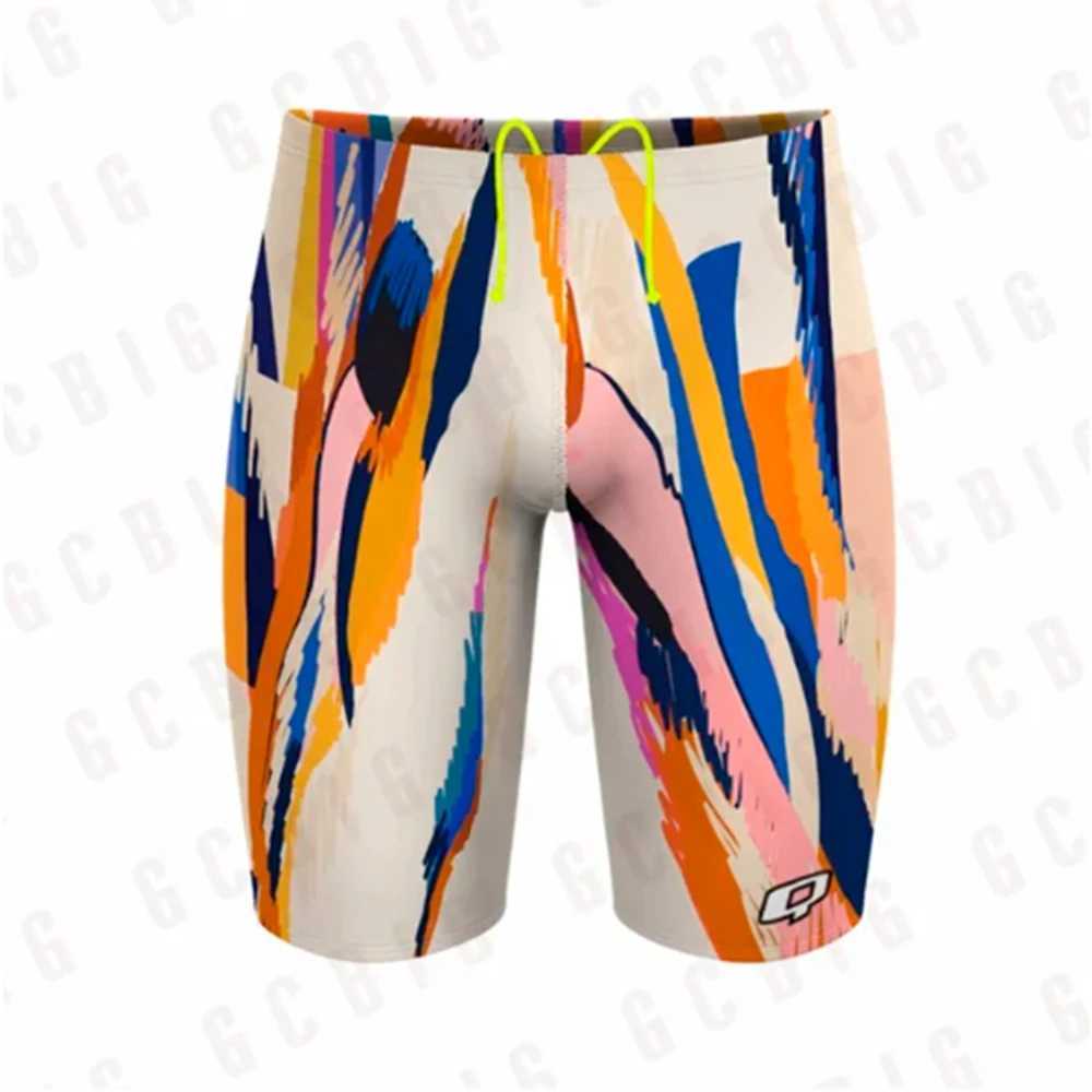 Mens Performance Jammers Swimsuit Swimming Trunks Professional Training Swimwear UV Protection Rash Guard Sports Surfing Shorts W250214