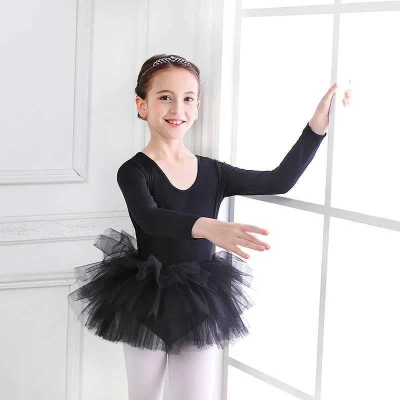 Girl Ballet Tutu Dress Fashion Kids Dancing Par Long Sleeve Vest Dress Performance Costume Princess Wedding Girl Dress L011 Z250214