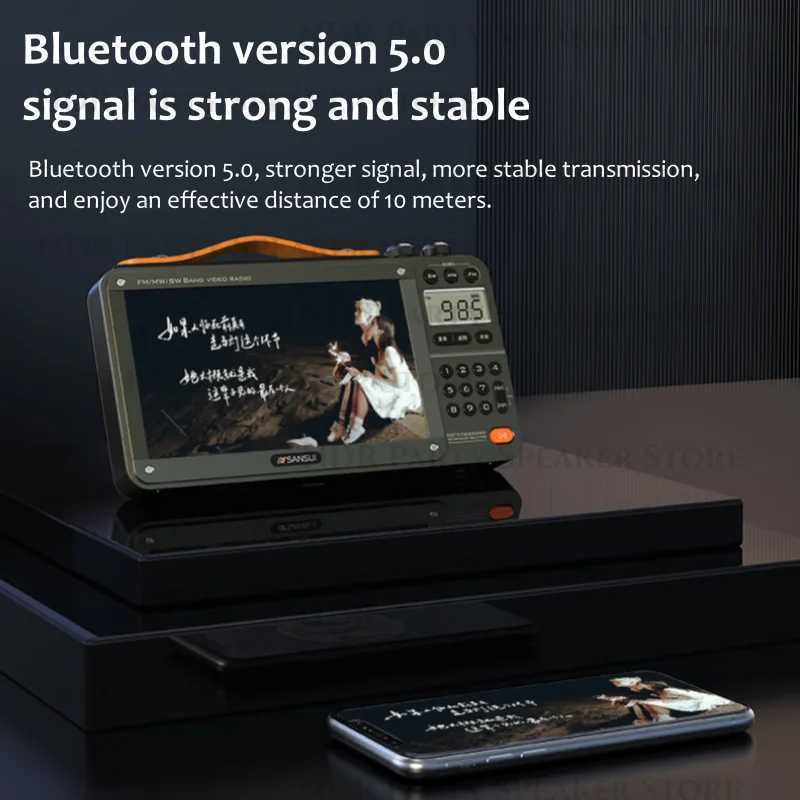 SANSUI F51/F50 Portable FM Ra Video display ra Wireless Speakers Dual TF Card Slot MP4 Music Player Video E-book Z250214